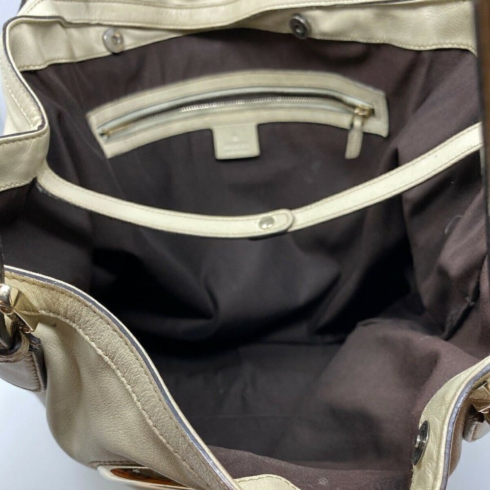 Gucci Cream Leather Britt Interlocking GG Large Shoulder Tote Bag - Picture 9 of 10
